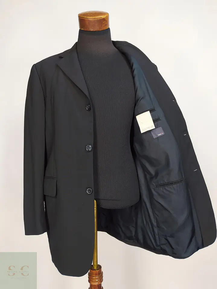Blazer Negro de Lana Virgen Compuesta Vintage Talla L 8