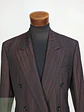 Blazer Cruzado a Rayas de Lana Virgen Burdeos Vintage Talla L - Miniatura 4