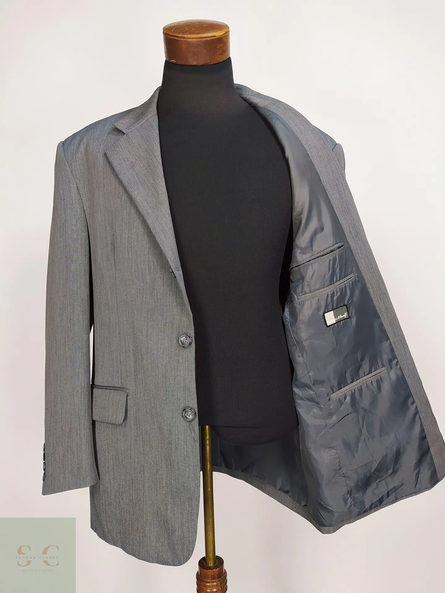 Blazer Gris Texturizado Vintage Talla XXL 9