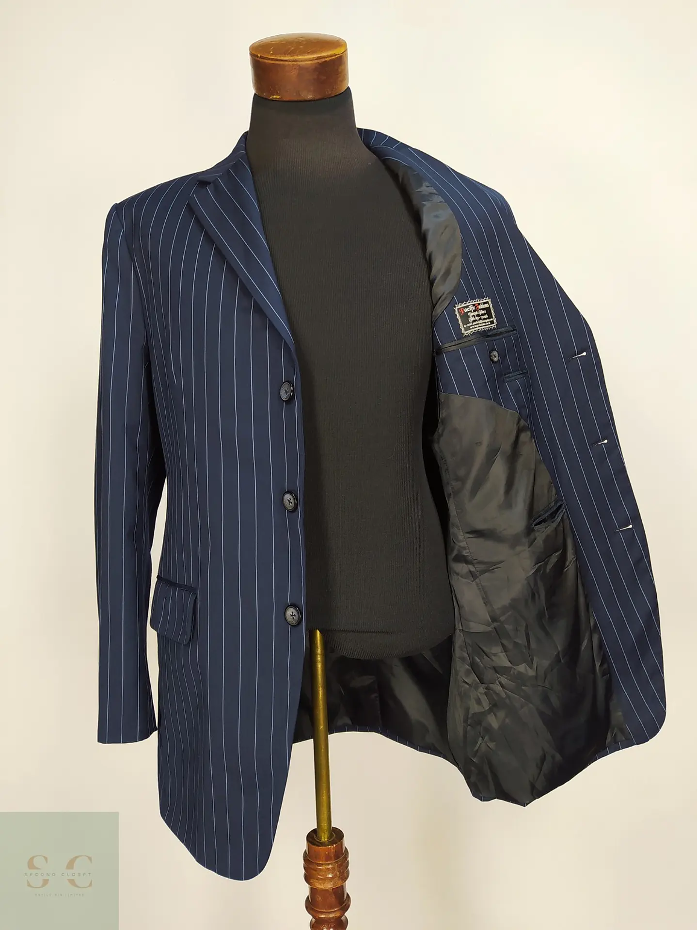 Blazer Bespoke de Lana a Rayas Diplomáticas Talla L 7