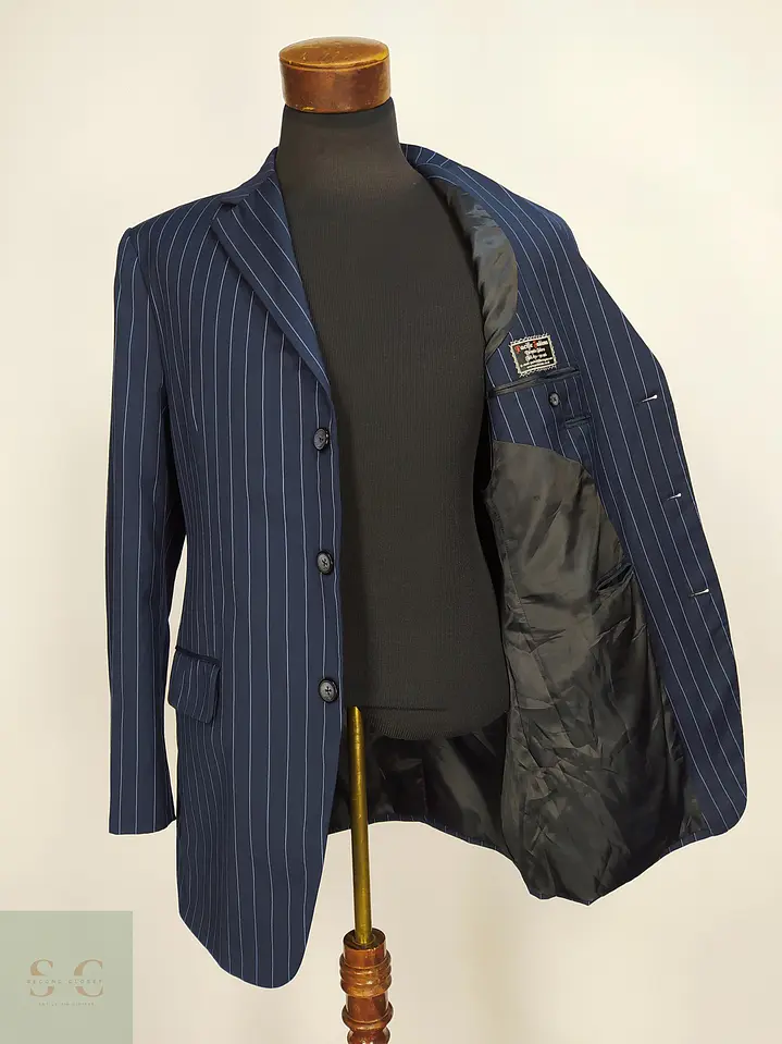 Blazer Bespoke de Lana a Rayas Diplomáticas Talla L 7