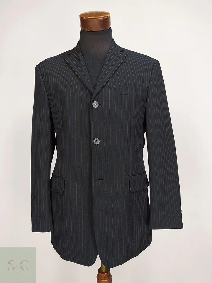 Blazer Negro con Rayas Diplomáticas Vintage Talla ML 2