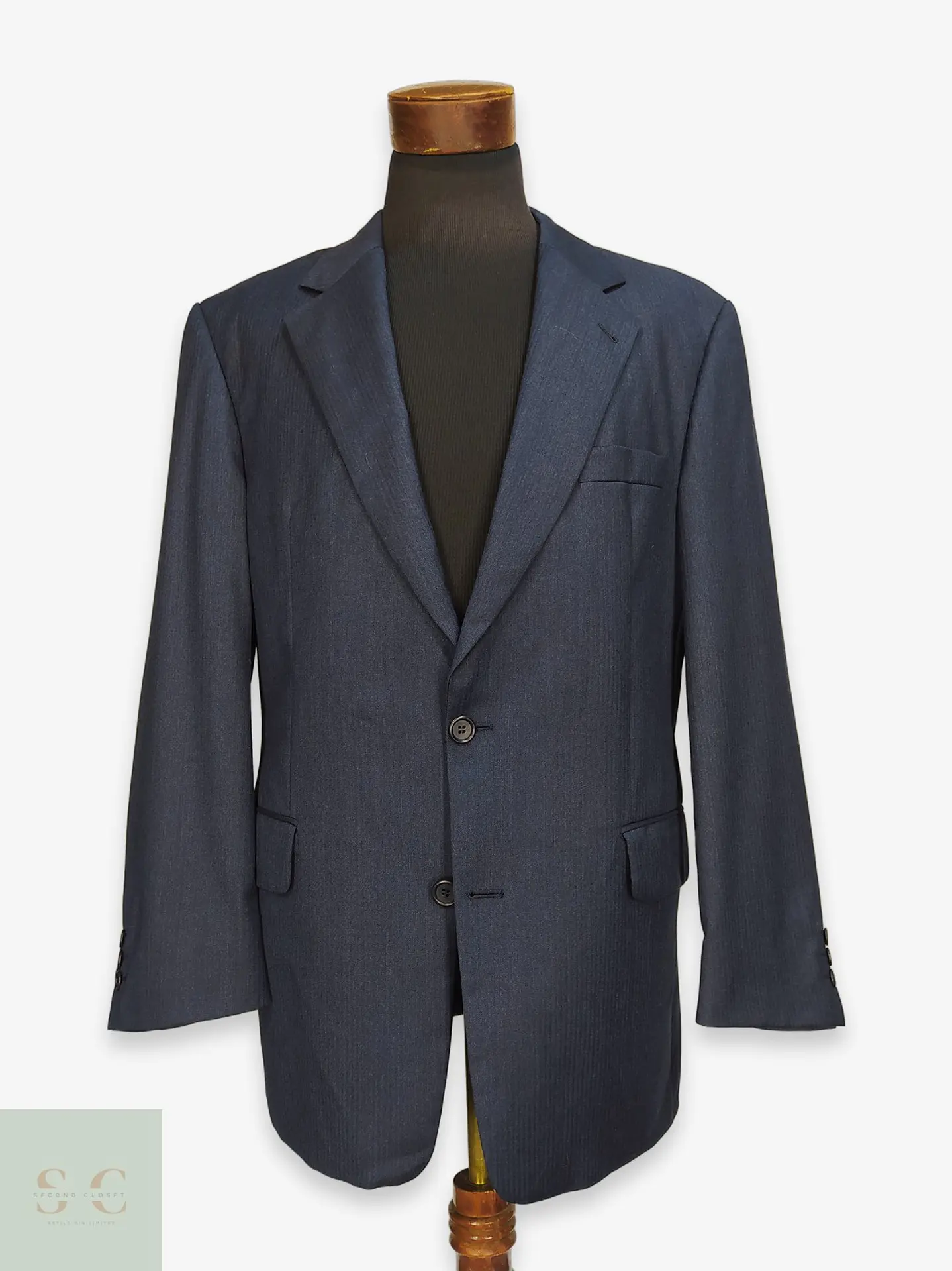 Blazer de Lana Virgen Reda Super 100s Azul Marino Vintage Talla XL 1