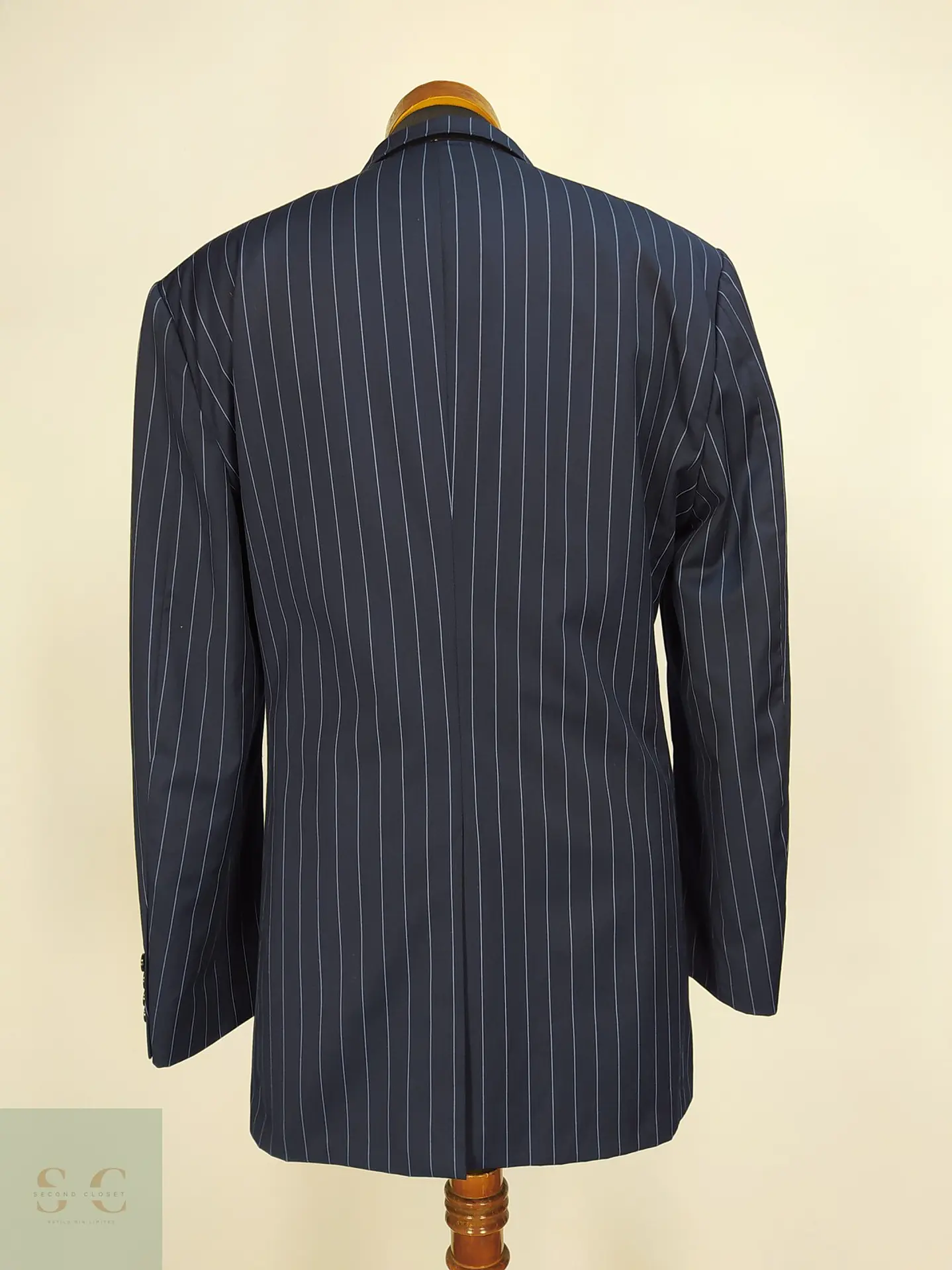 Blazer Bespoke de Lana a Rayas Diplomáticas Talla L 8