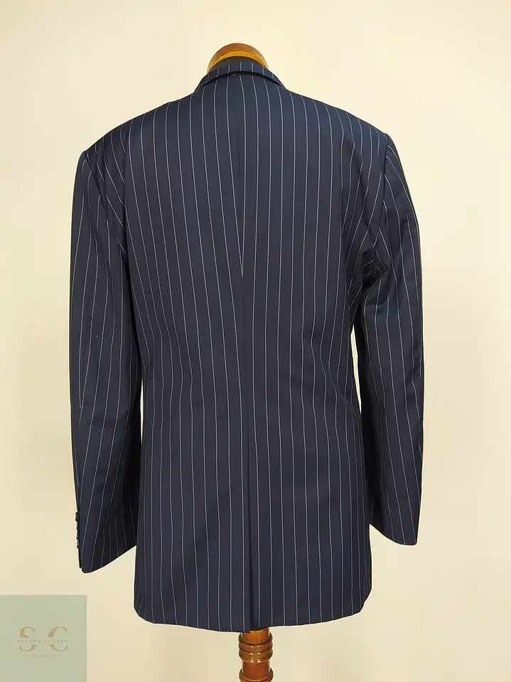 Blazer Bespoke de Lana a Rayas Diplomáticas Talla L 8
