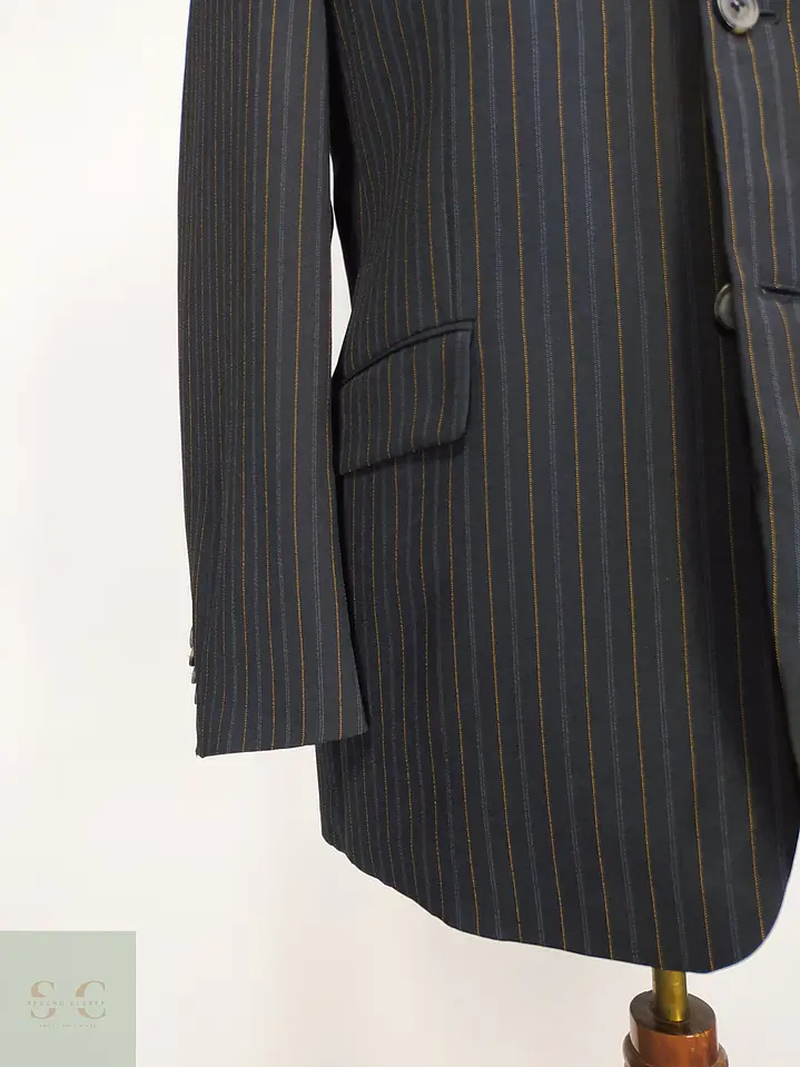 Blazer Negro con Rayas Diplomáticas Vintage Talla ML 3