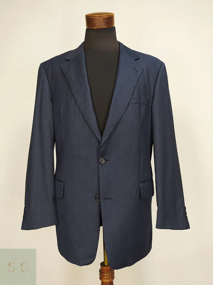 Blazer de Lana Virgen Reda Super 100s Azul Marino Vintage Talla XL 2