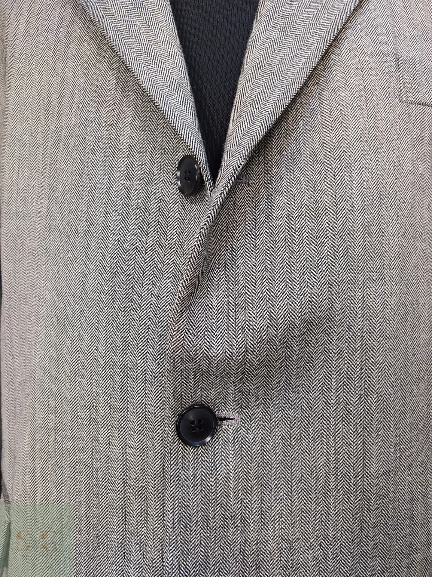 Blazer de Lana Virgen, Seda y Lino en Espiga Gris Talla XXL 4