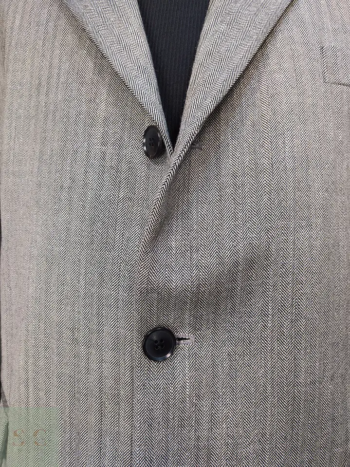Blazer de Lana Virgen, Seda y Lino en Espiga Gris Talla XXL 4