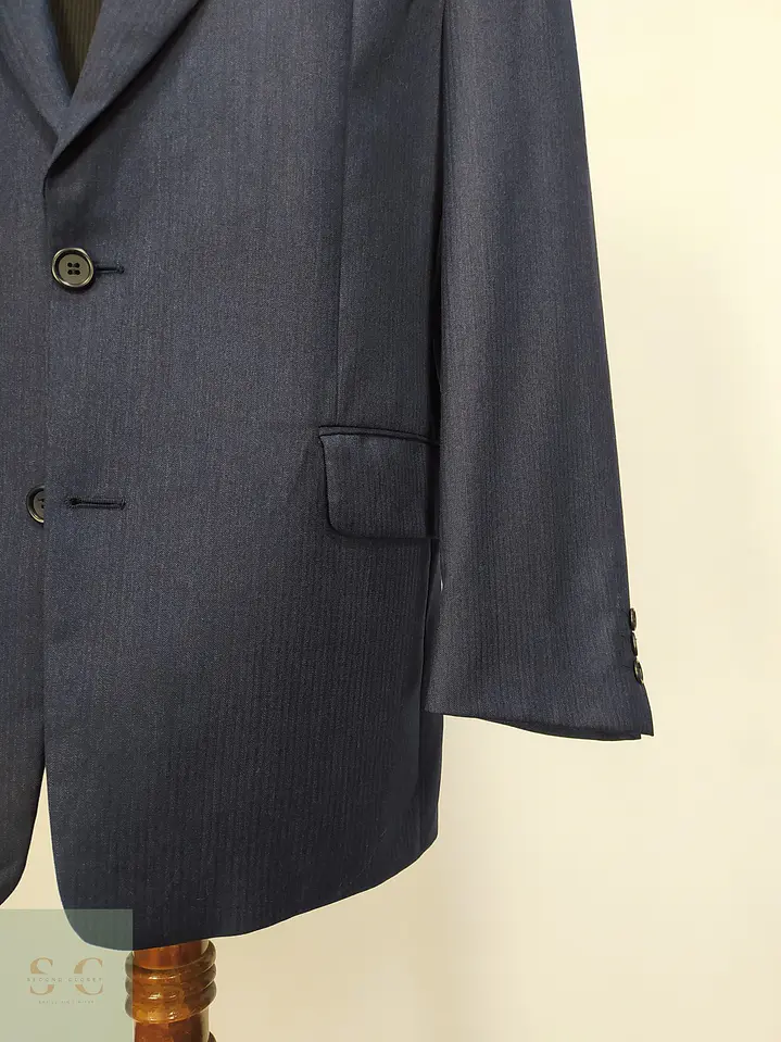 Blazer de Lana Virgen Reda Super 100s Azul Marino Vintage Talla XL 3