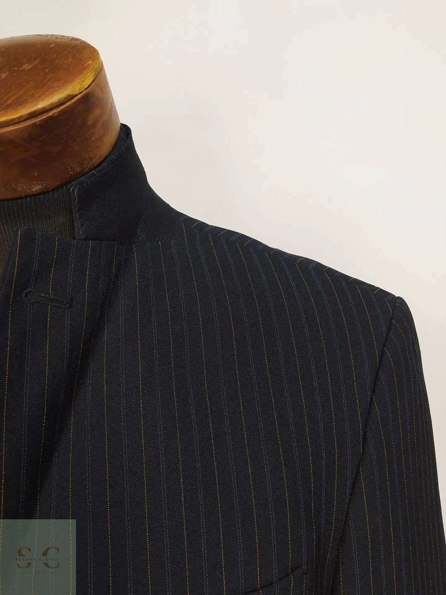 Blazer Negro con Rayas Diplomáticas Vintage Talla ML 6