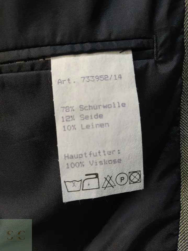 Blazer de Lana Virgen, Seda y Lino en Espiga Gris Talla XXL 7