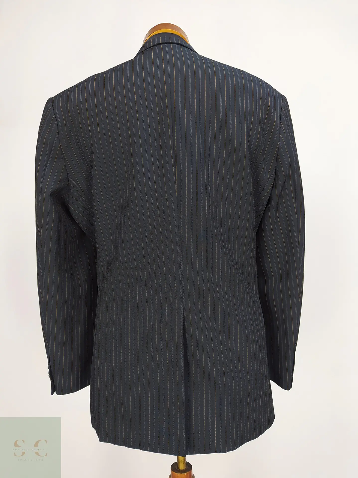 Blazer Negro con Rayas Diplomáticas Vintage Talla ML 9