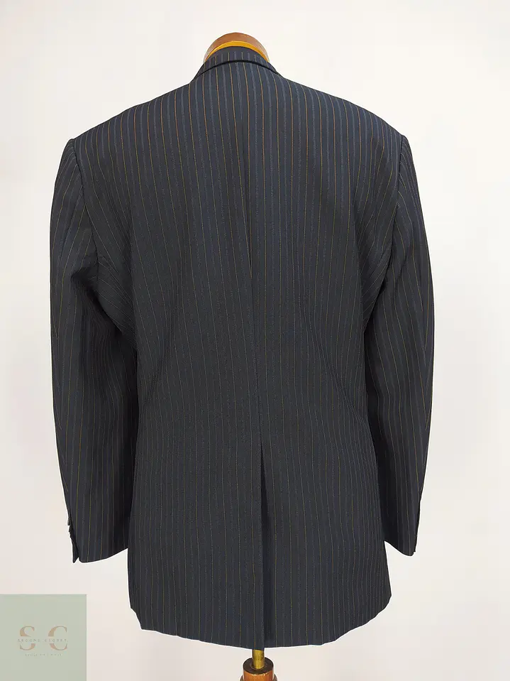 Blazer Negro con Rayas Diplomáticas Vintage Talla ML 9