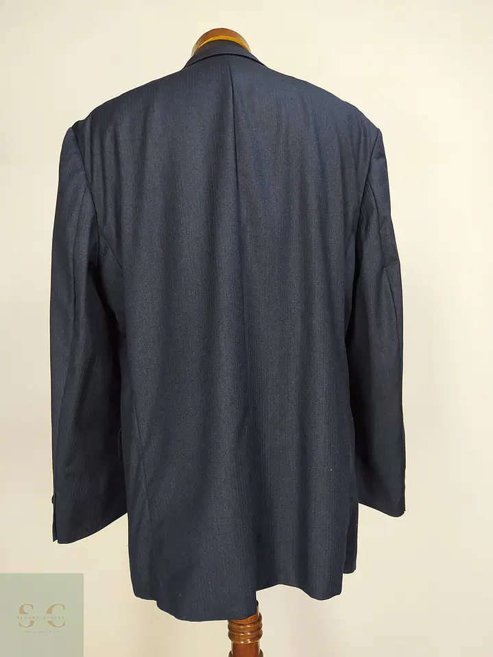 Blazer de Lana Virgen Reda Super 100s Azul Marino Vintage Talla XL 9