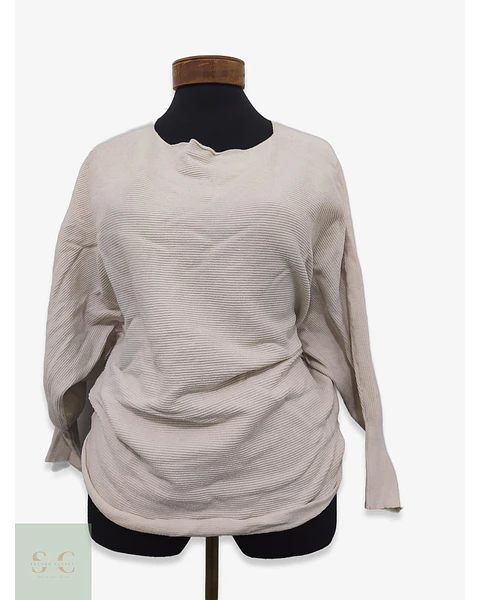 Suéter Texturizado de Punto Horizontal Off-White Talla XL