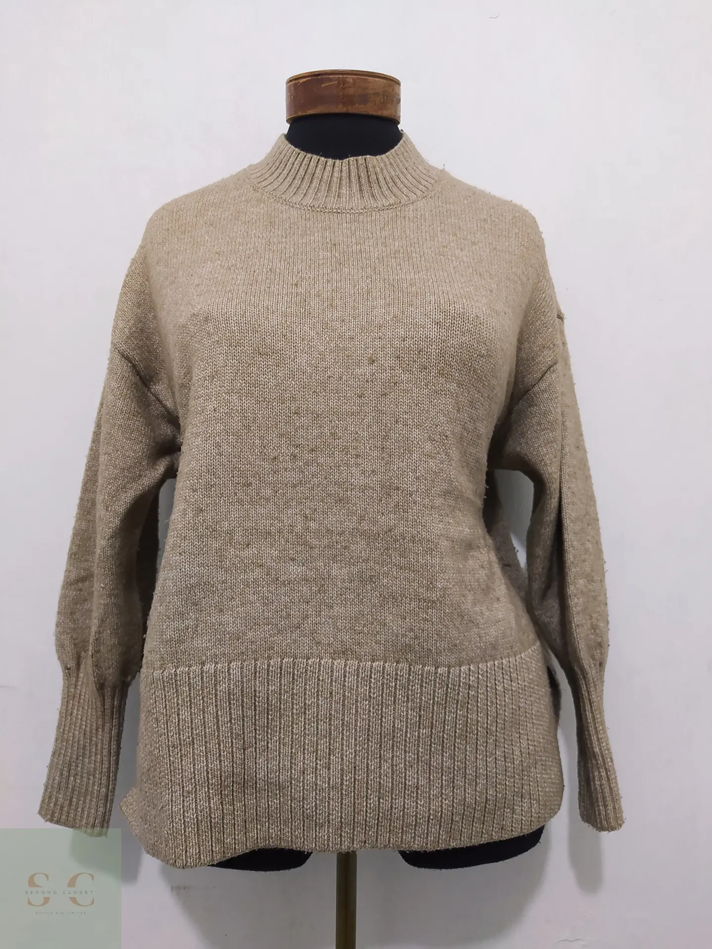 Suéter de Punto Jaspeado Cuello Semi-Alto H&M Talla M 2