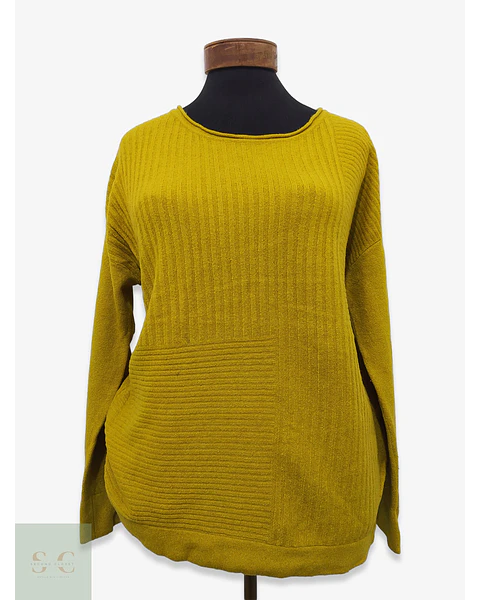 Suéter de Punto Texturizado Amarillo Mostaza Talla XS