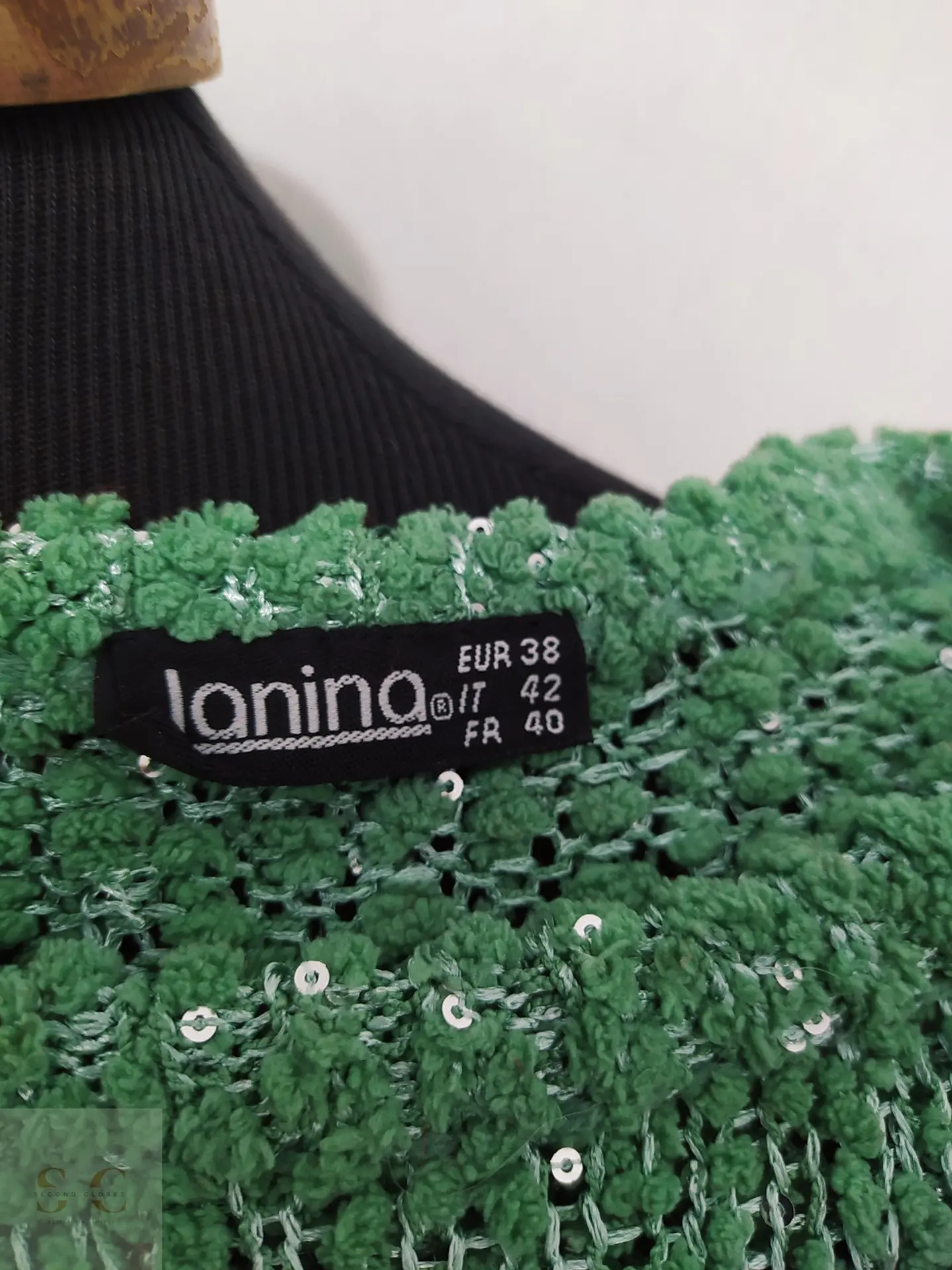 Suéter Verde Texturizado Lanina con Destellos Talla S 4