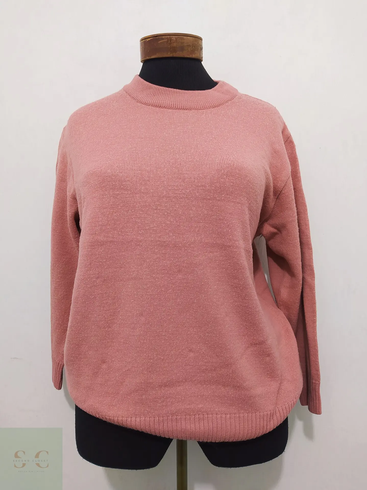 Suéter de Punto Fino Rosa Empolvado Cuello Redondo Talla L 2