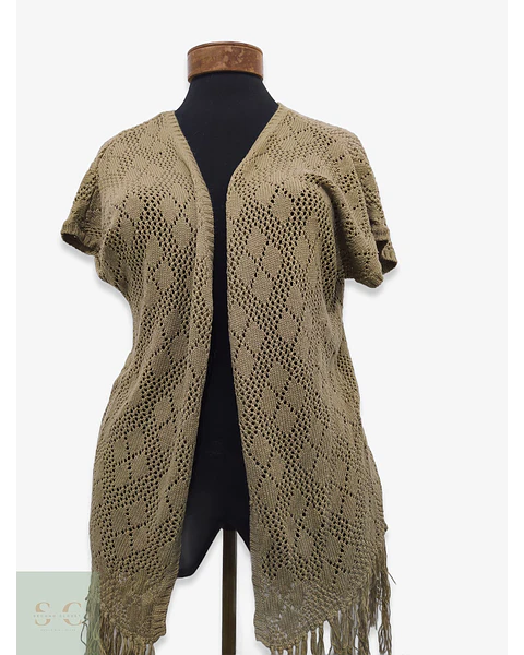 Cárdigan Calado Beige Vero Moda con Flecos Talla M
