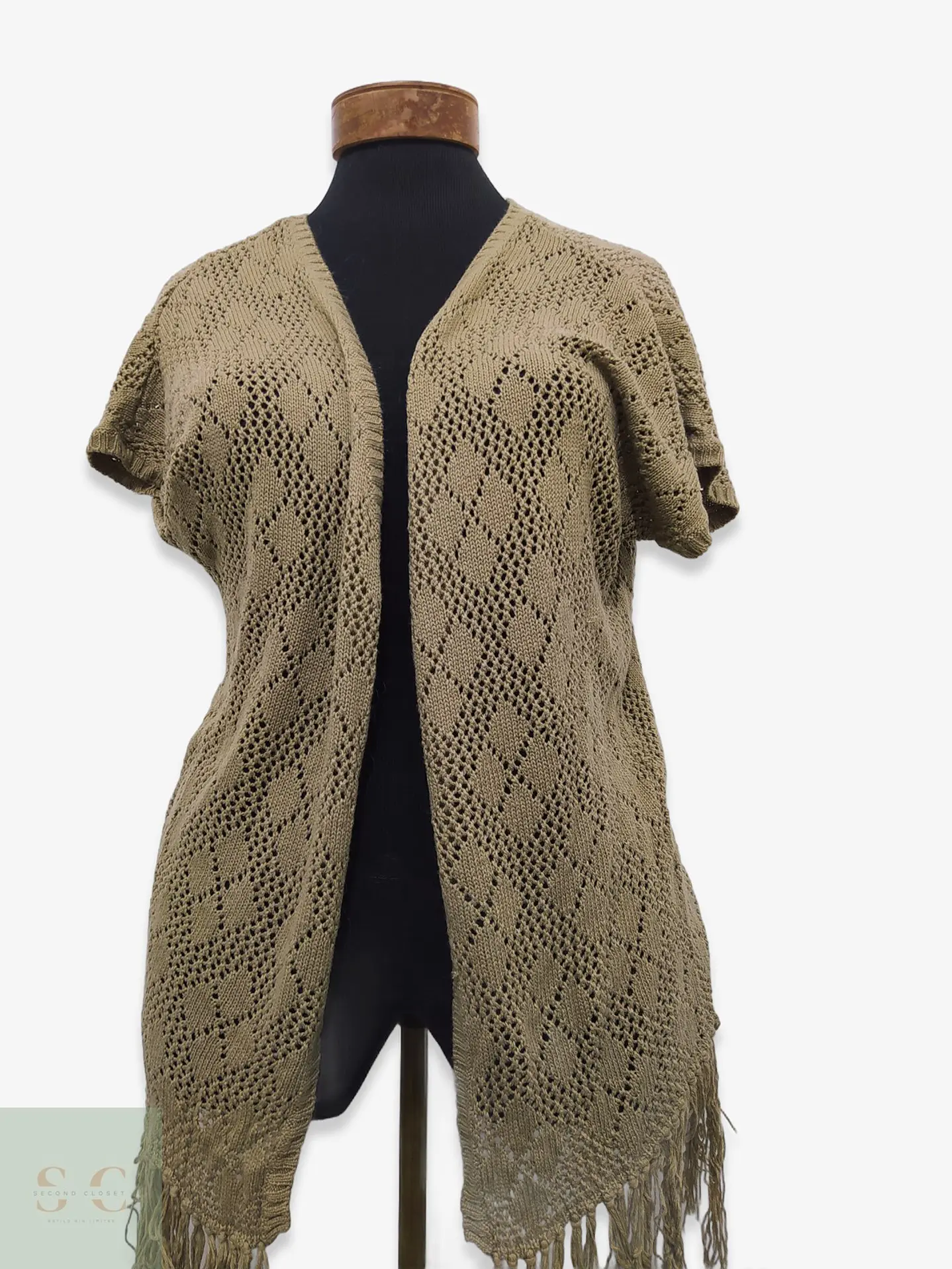 Cárdigan Calado Beige Vero Moda con Flecos Talla M 1