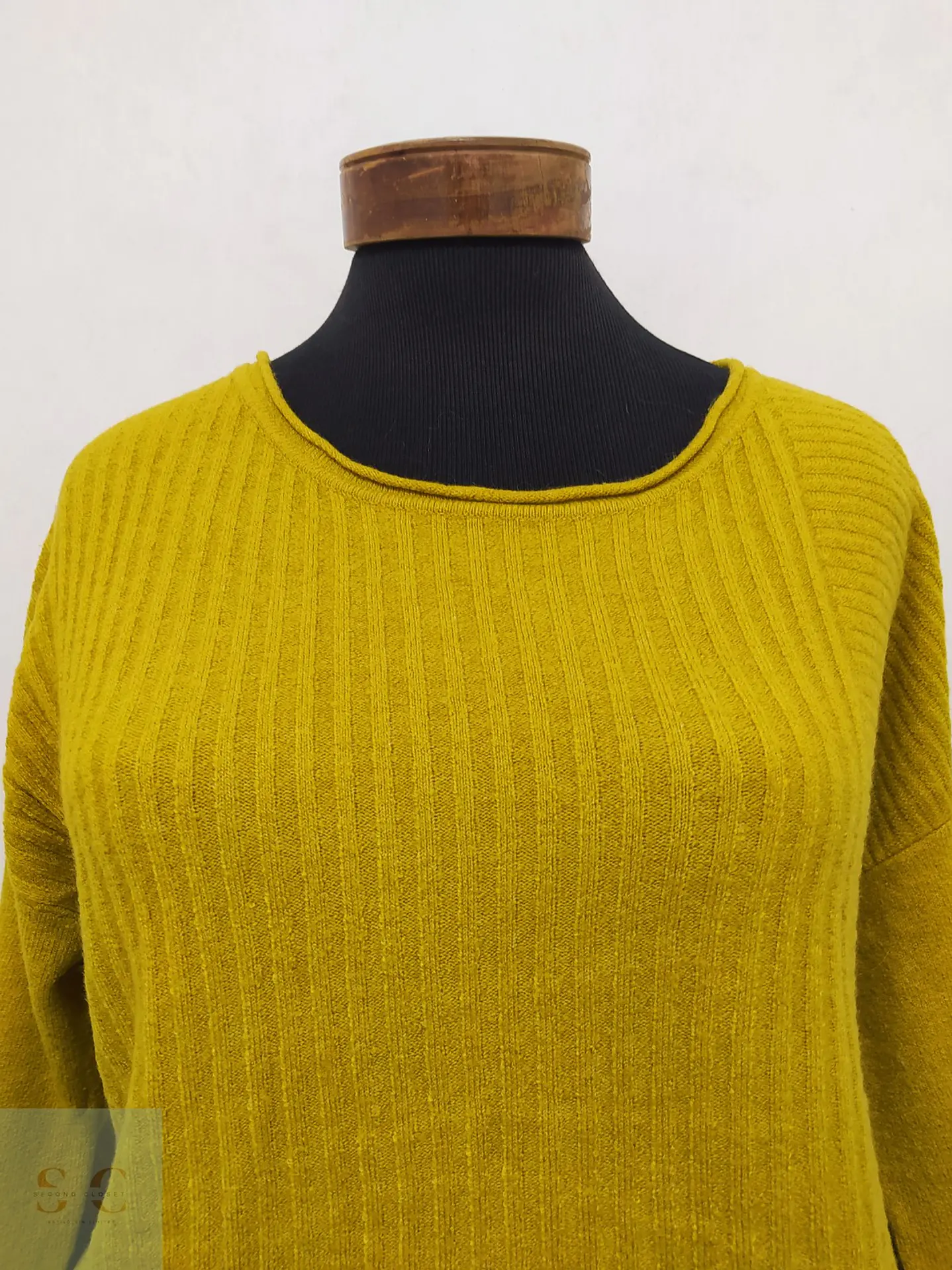 Suéter de Punto Texturizado Amarillo Mostaza Talla XS 3