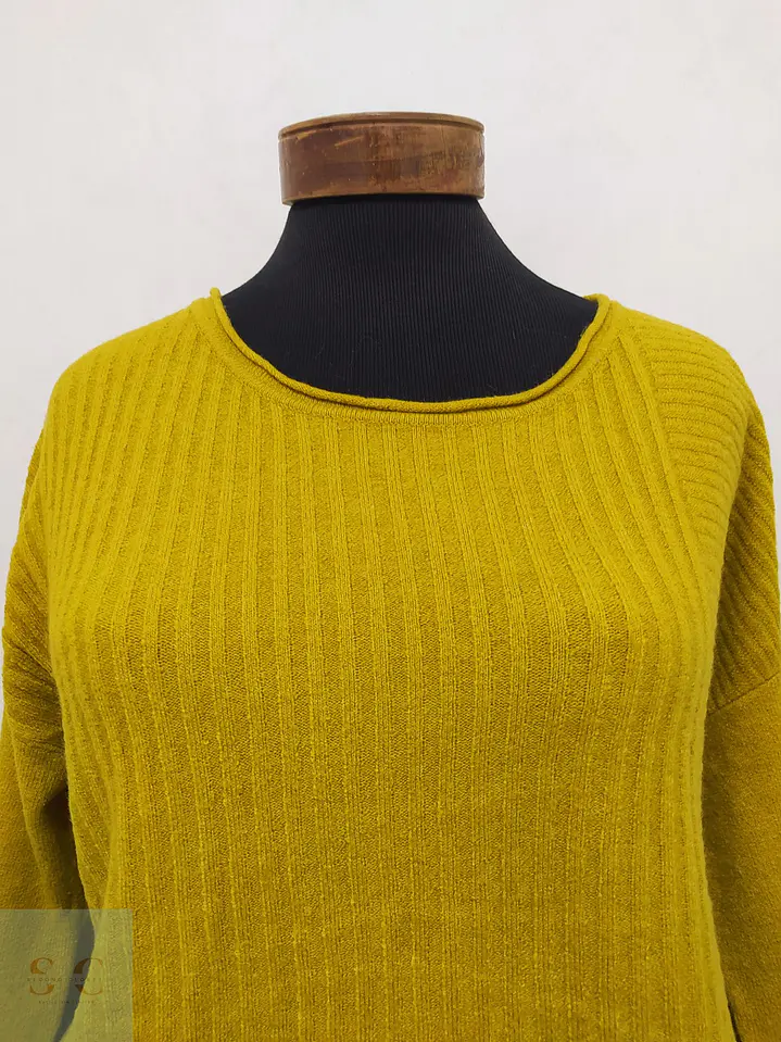 Suéter de Punto Texturizado Amarillo Mostaza Talla XS 3
