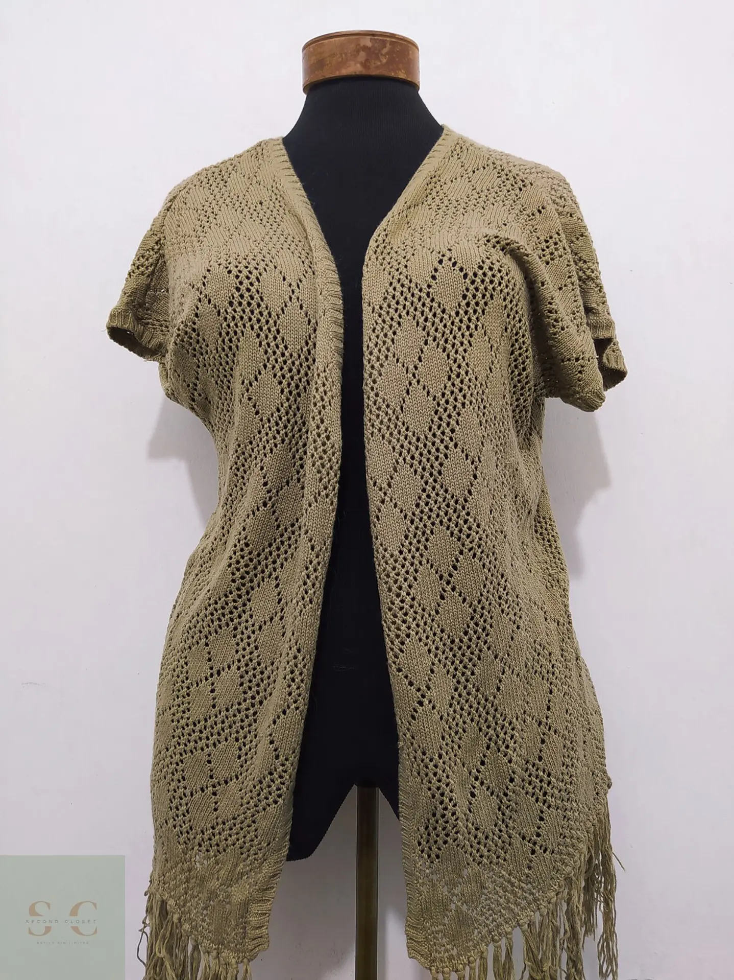 Cárdigan Calado Beige Vero Moda con Flecos Talla M 2