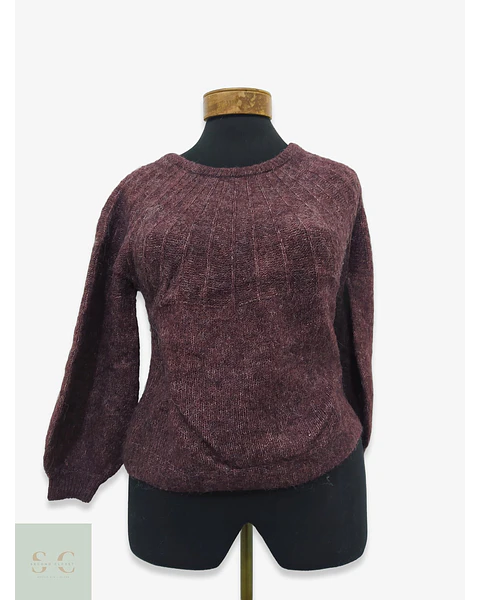Suéter Vinotinto con Canesú Acanalado ONLY Talla S