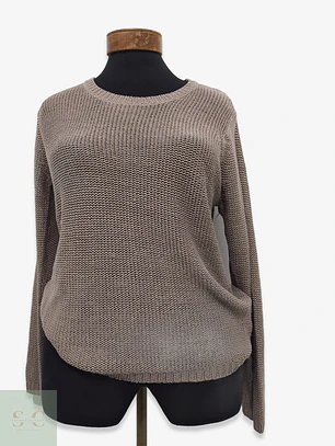 Suéter de Punto Texturizado Beige Taupe Talla M