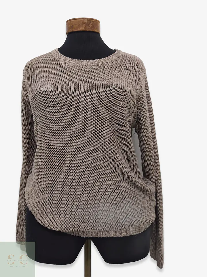 Suéter de Punto Texturizado Beige Taupe Talla M 1