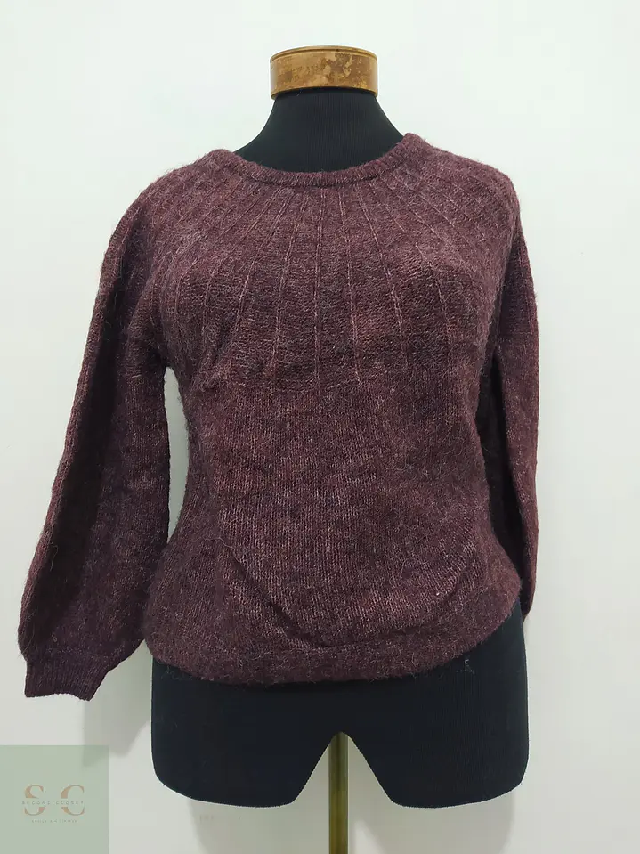 Suéter Vinotinto con Canesú Acanalado ONLY Talla S 2