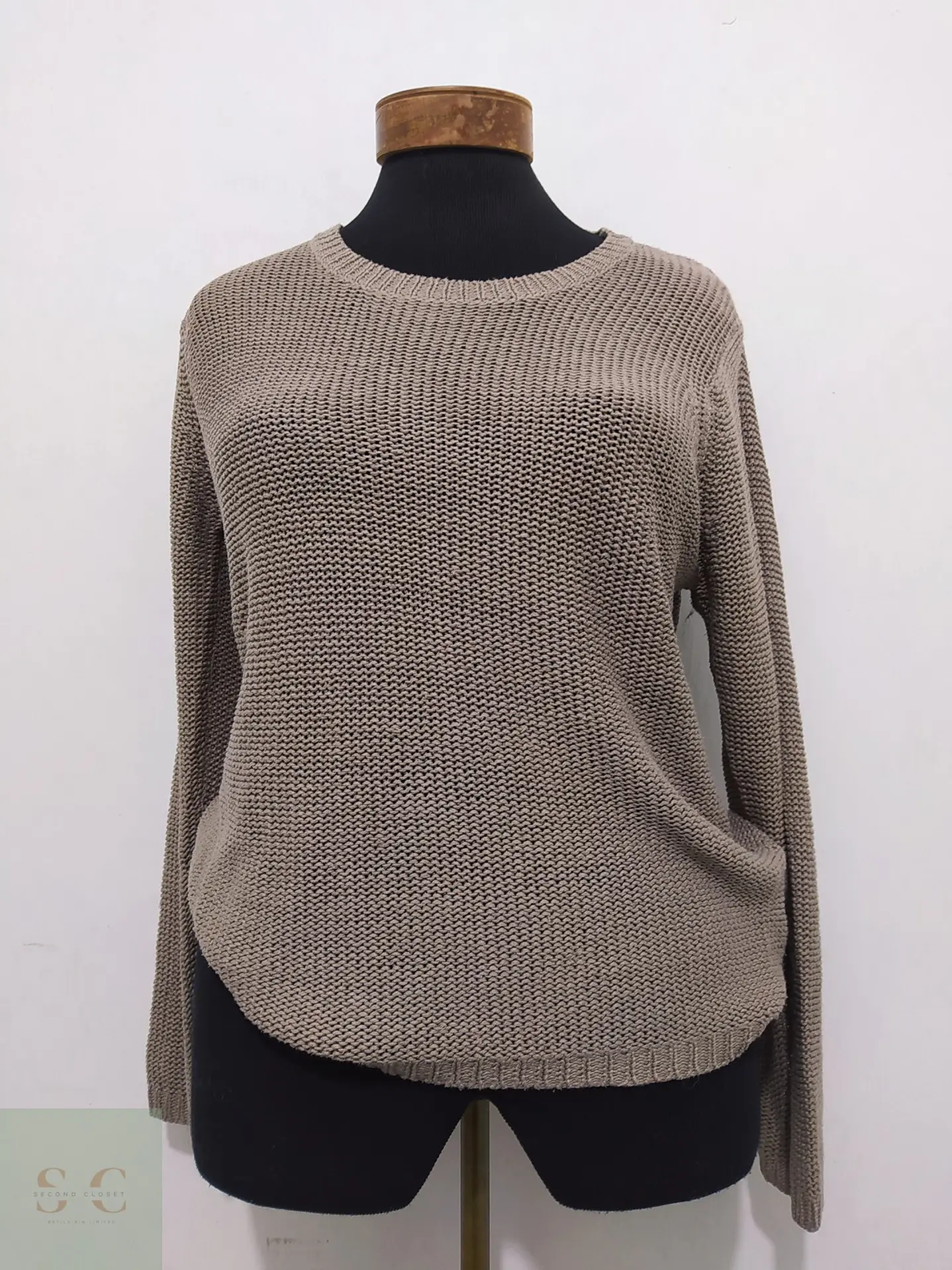 Suéter de Punto Texturizado Beige Taupe Talla M 2
