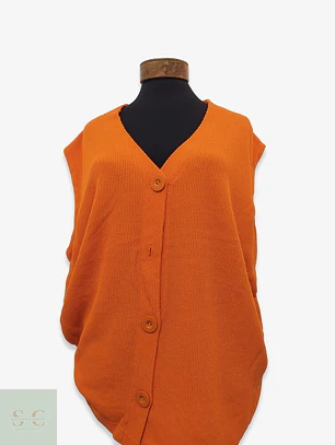 Chaleco Cardigan sin Mangas Naranja Via Appia Due Talla 3XL