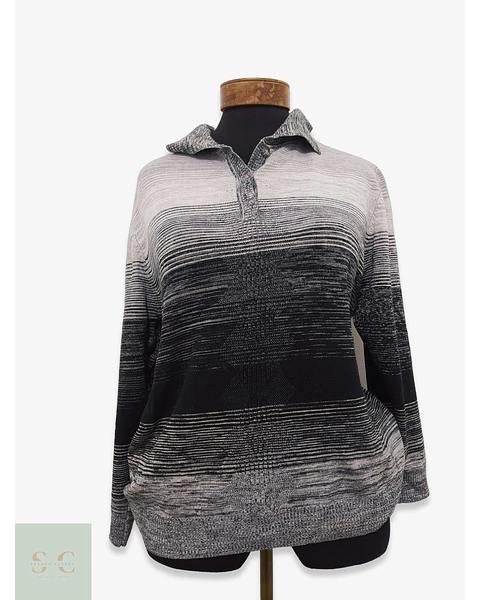Suéter Estilo Polo Degradé Texturizado Talla 2XL