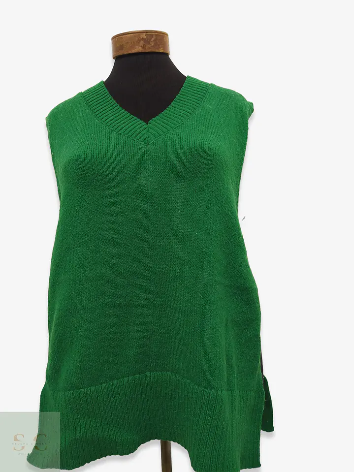 Chaleco de Punto Verde Esmeralda Shein Talla S 1