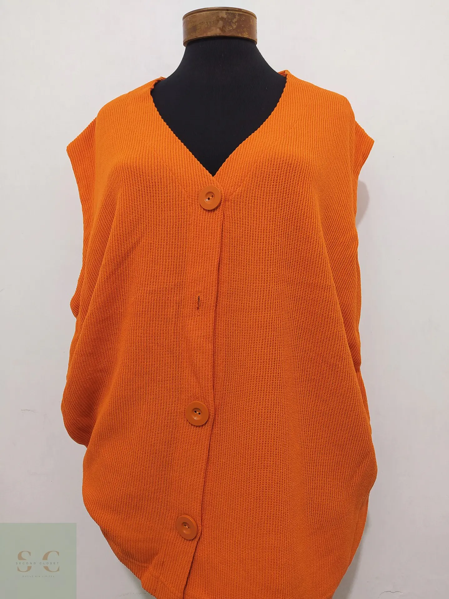 Chaleco Cardigan sin Mangas Naranja Via Appia Due Talla 3XL 2