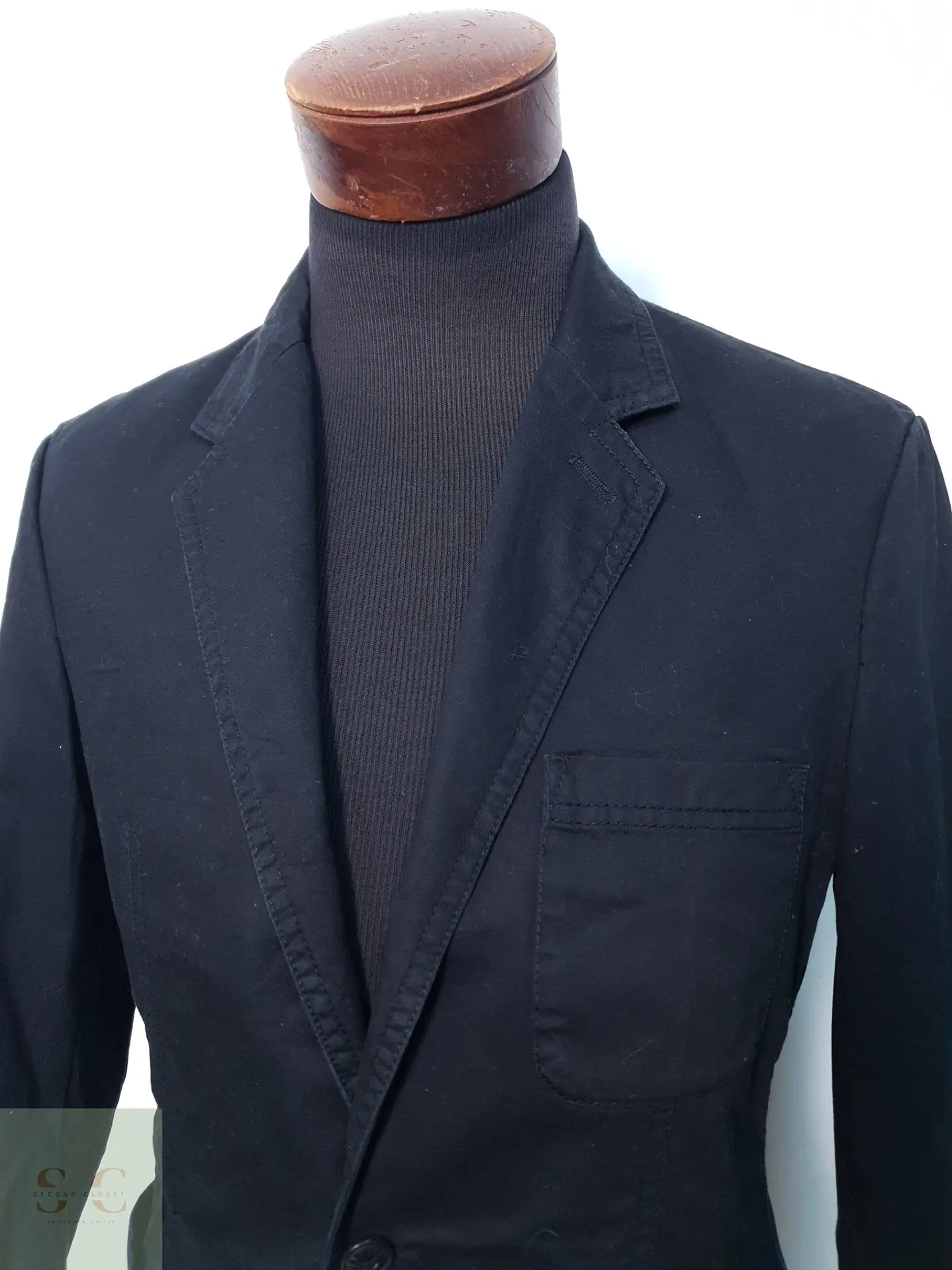 Blazer Casual de Algodón Negro con Bolsillos Parche Talla S 3