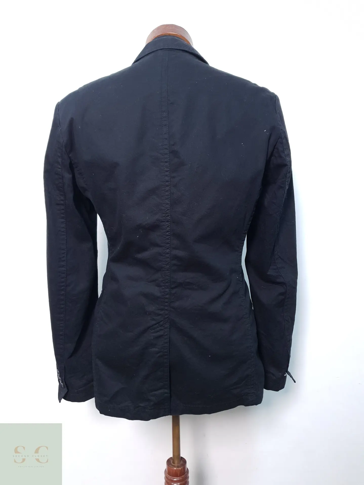 Blazer Casual de Algodón Negro con Bolsillos Parche Talla S 5