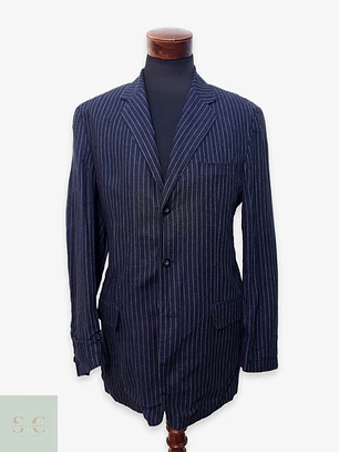 Blazer a Rayas Diplomáticas de Lino y Viscosa Talla L