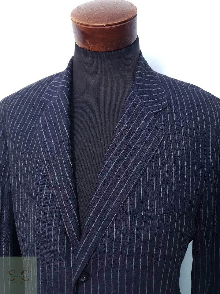 Blazer a Rayas Diplomáticas de Lino y Viscosa Talla L 3