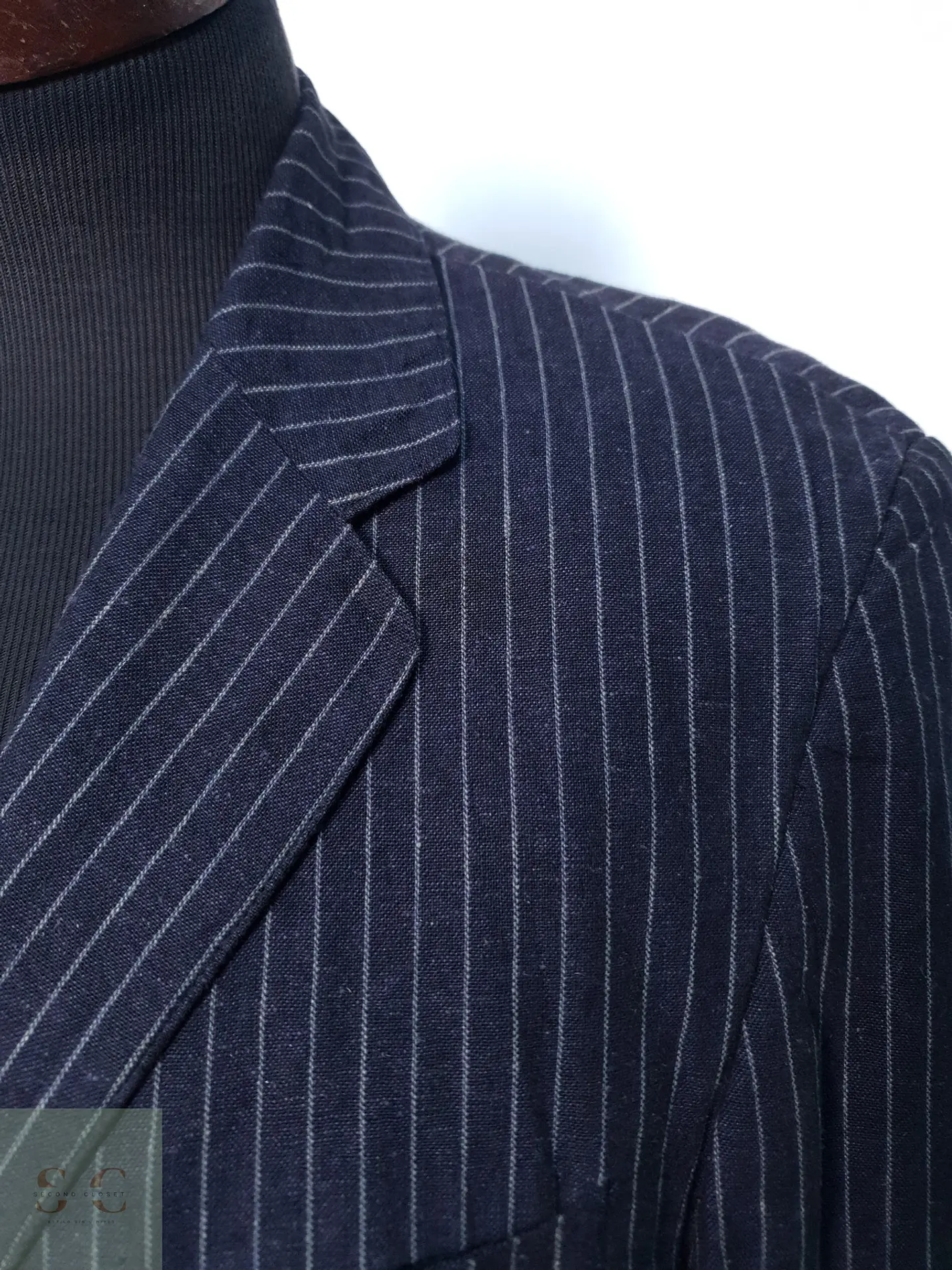 Blazer a Rayas Diplomáticas de Lino y Viscosa Talla L 4