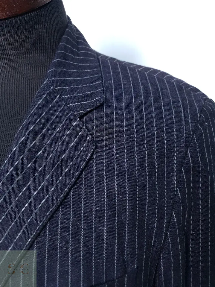 Blazer a Rayas Diplomáticas de Lino y Viscosa Talla L 4
