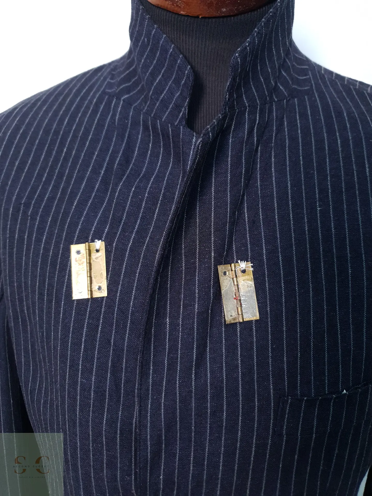 Blazer a Rayas Diplomáticas de Lino y Viscosa Talla L 5
