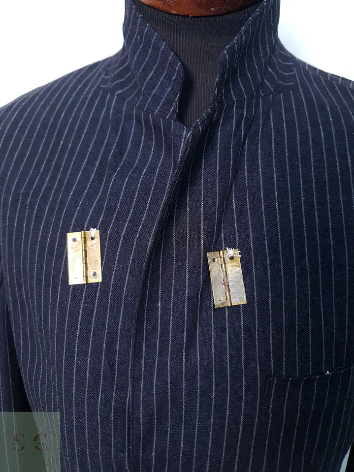 Blazer a Rayas Diplomáticas de Lino y Viscosa Talla L 5