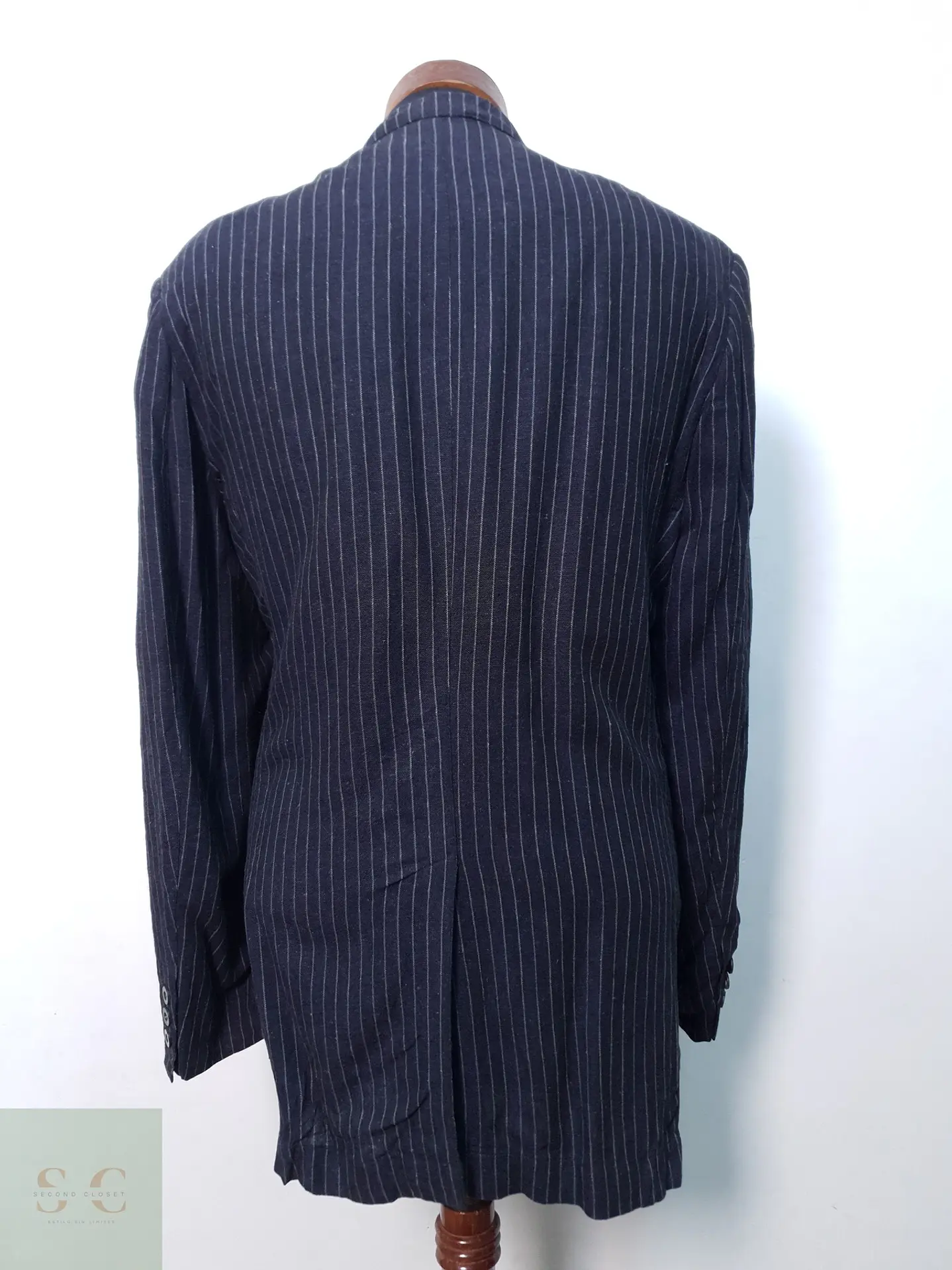 Blazer a Rayas Diplomáticas de Lino y Viscosa Talla L 8