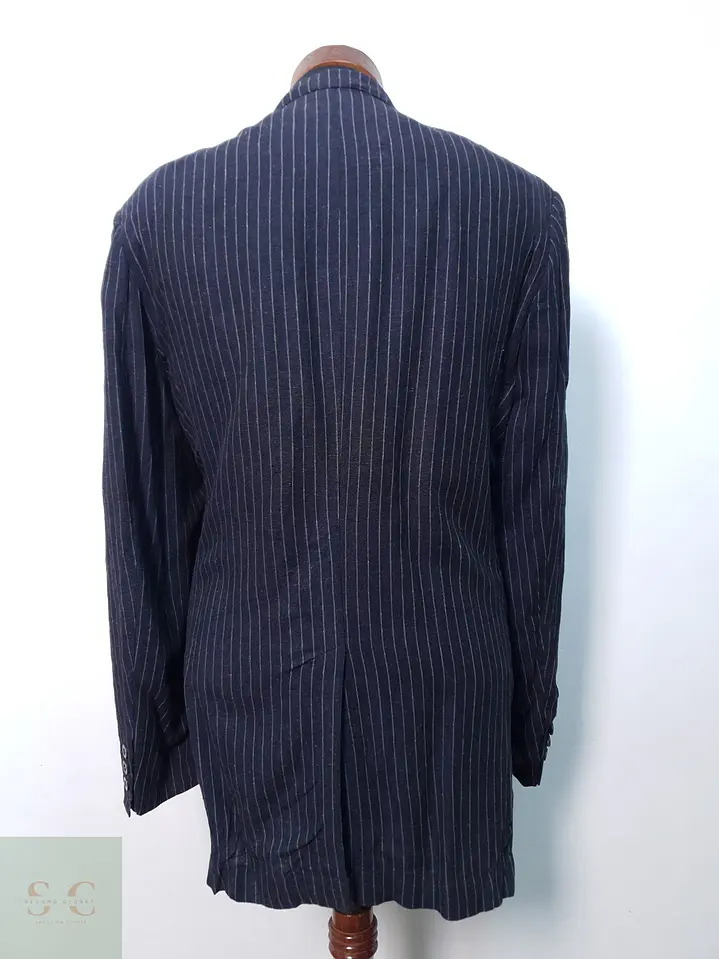 Blazer a Rayas Diplomáticas de Lino y Viscosa Talla L 8