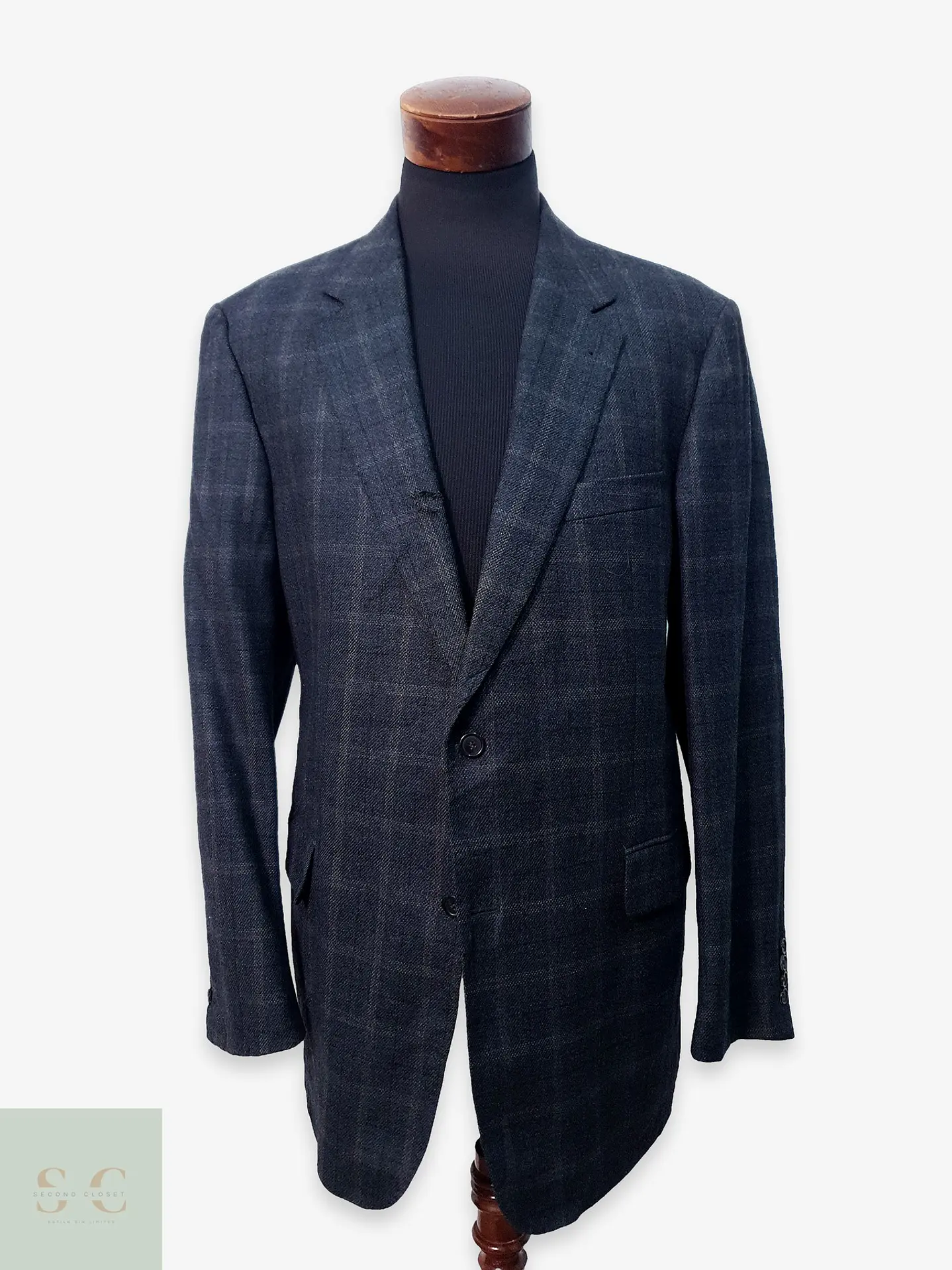 Blazer en Lana Virgen a Cuadros Ventana Eduard Dressler Talla LXL 1
