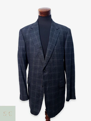 Blazer en Lana Virgen a Cuadros Ventana Eduard Dressler Talla LXL